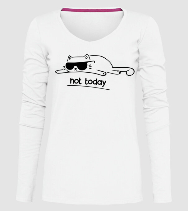 not today kitty model alb pe tricou