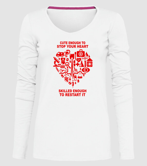 nurses are cute model alb pe tricou