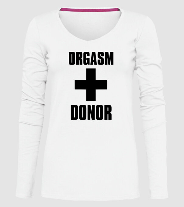 orgasm donor model alb pe tricou