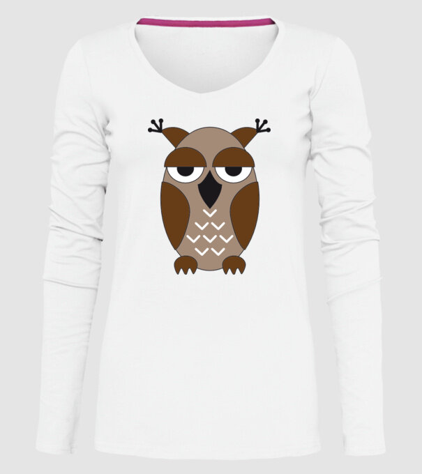Owl model alb pe tricou
