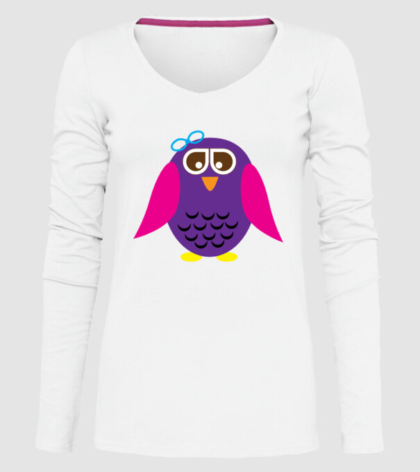 Owl model alb pe tricou