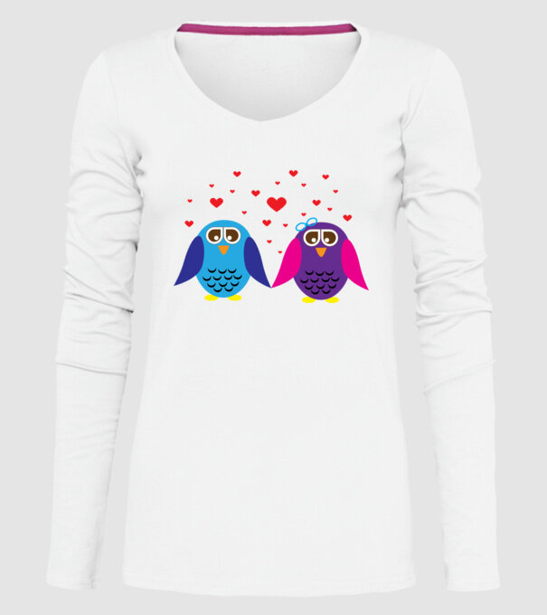 Owl Love model alb pe tricou