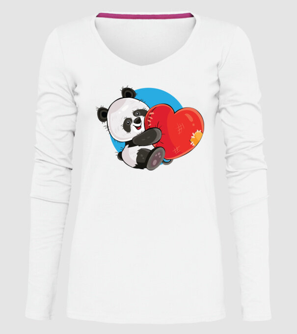 Dragoste panda model alb pe tricou