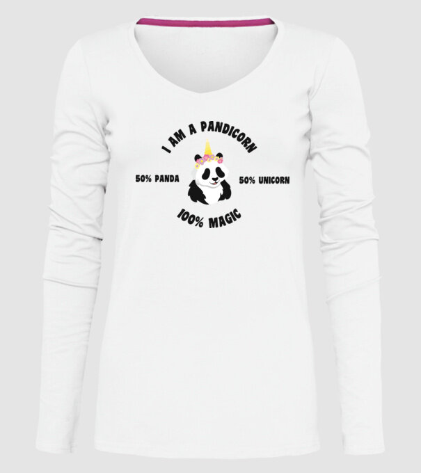 Pandicorn model alb pe tricou