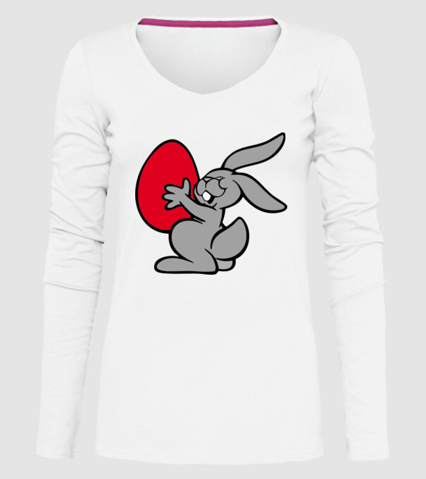Ou roșu și iepure model alb pe tricou