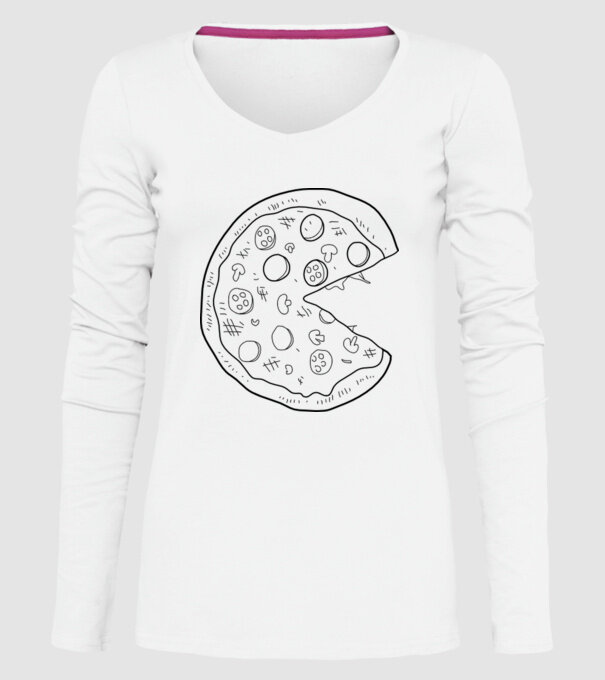 Pizza cuplu model alb pe tricou
