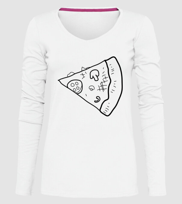 Felie de pizza (parte tricou pereche) model alb pe tricou