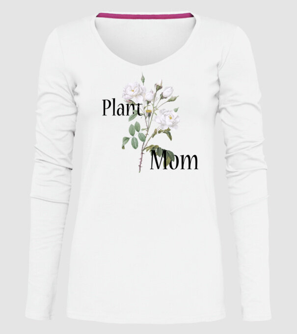 Plant mom model alb pe tricou