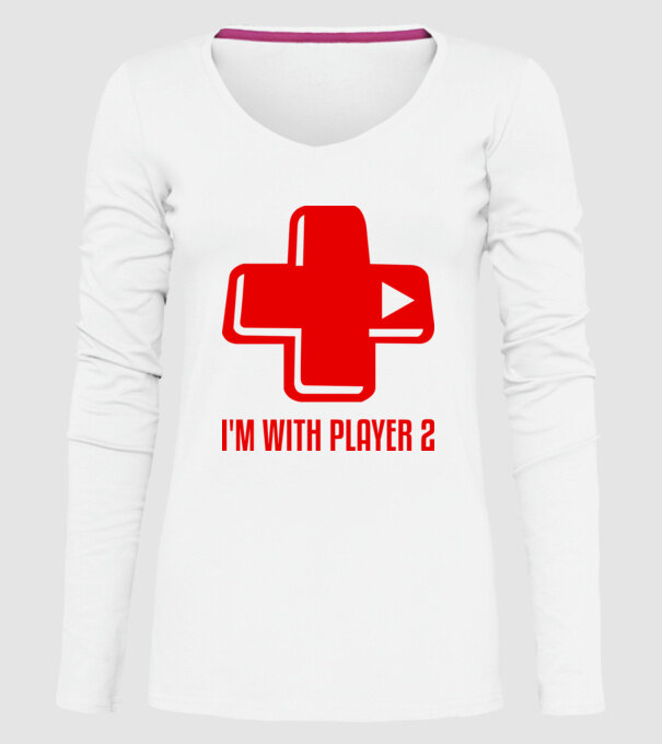 player 2 model alb pe tricou