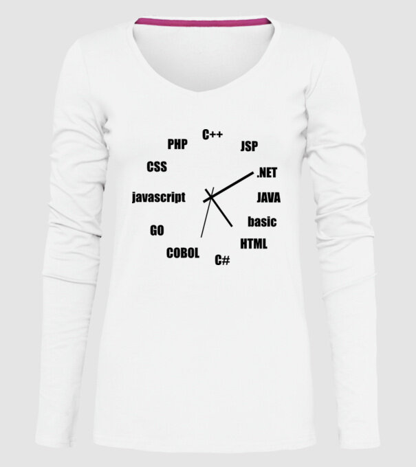 Programmer clock model alb pe tricou