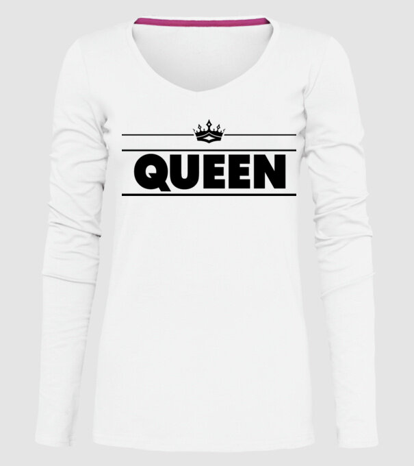 Queen model alb pe tricou