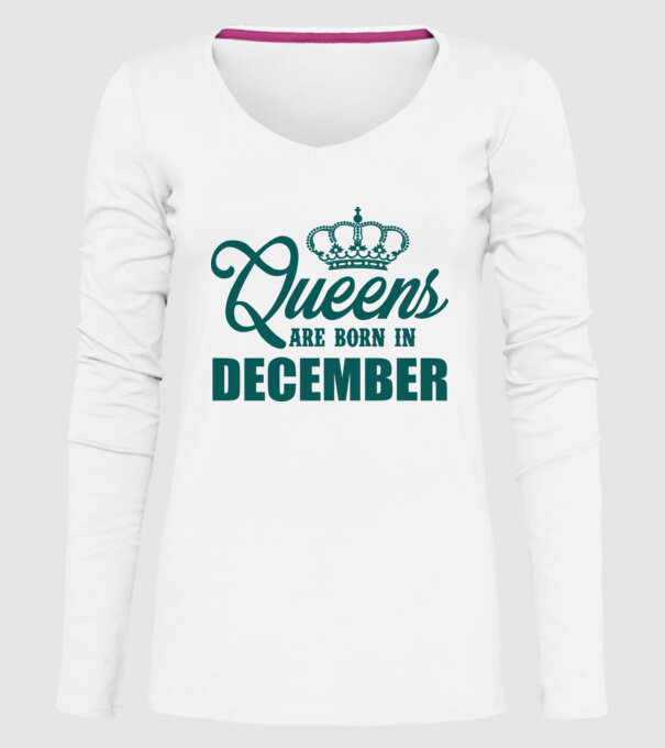 Queens are born in - December model alb pe tricou