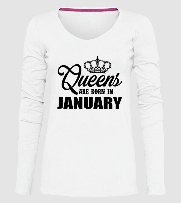 Queens are born in - January model alb pe tricou