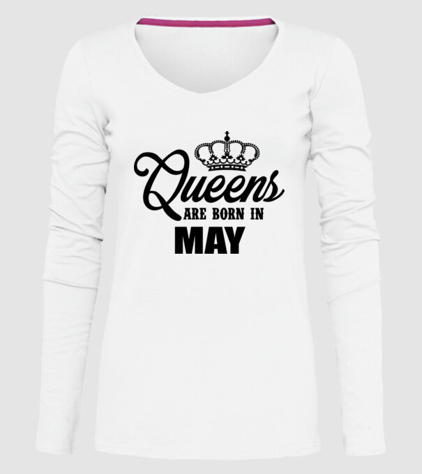 Queens are born in May model alb pe tricou