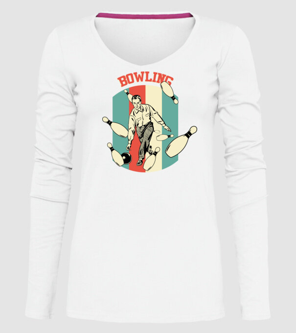 Retro Bowling model alb pe tricou