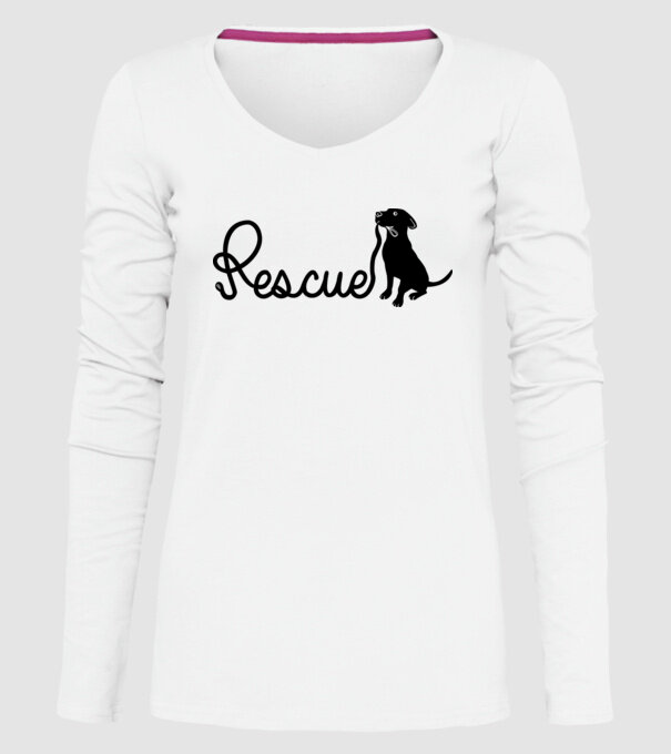 Rescue dog model alb pe tricou