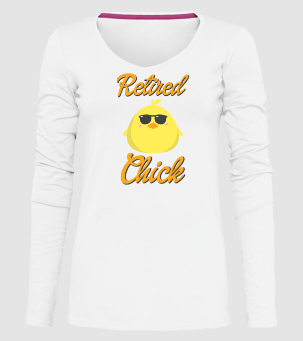 Retired chick model alb pe tricou