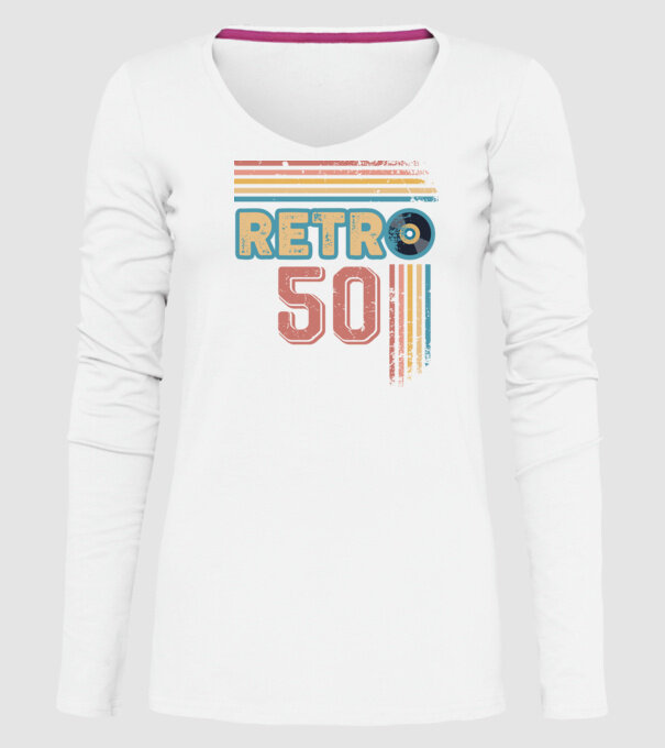 Retro 50 Birthday model alb pe tricou