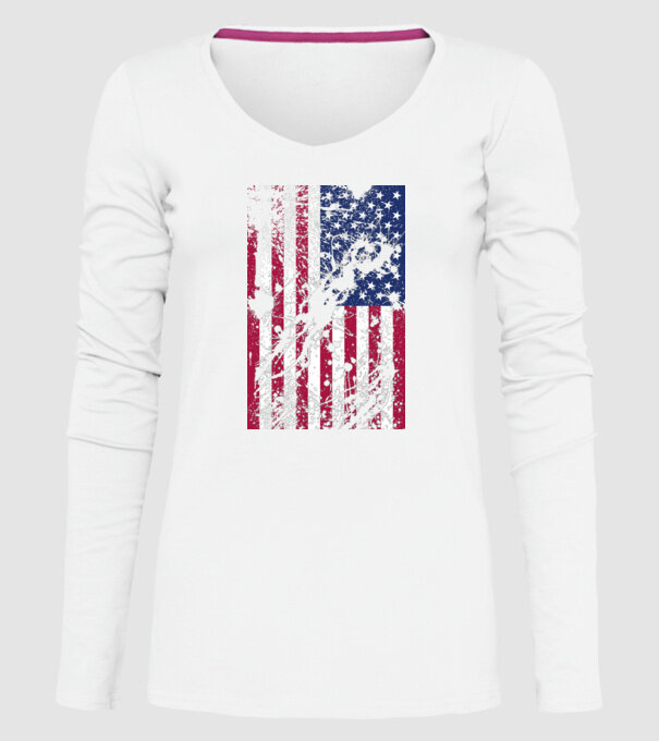 ripped flag U.S. model alb pe tricou