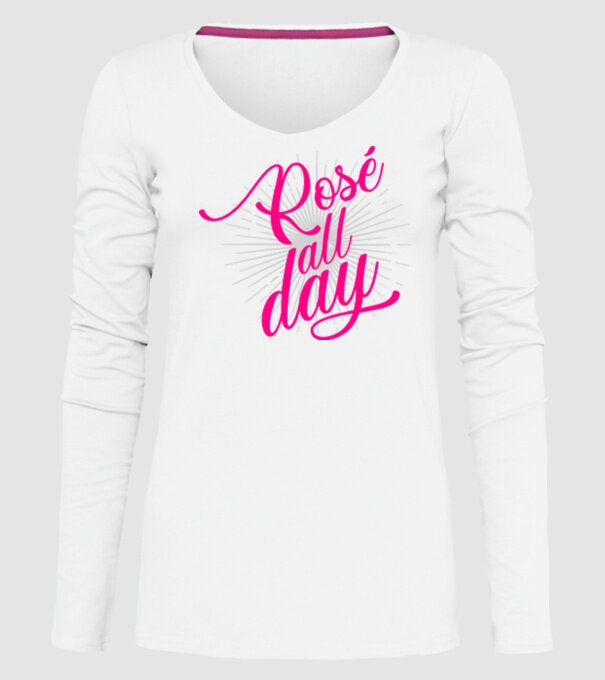 Rosé all day model alb pe tricou