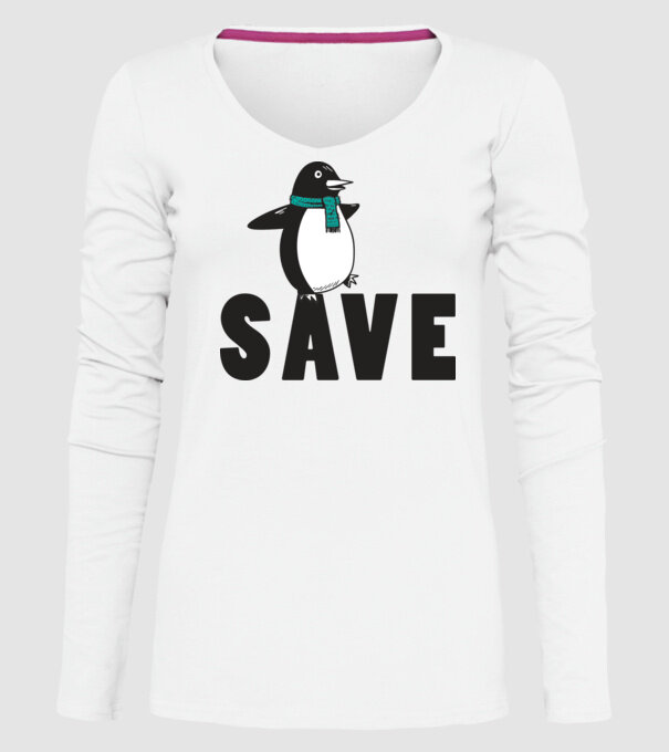 Save penguin model alb pe tricou