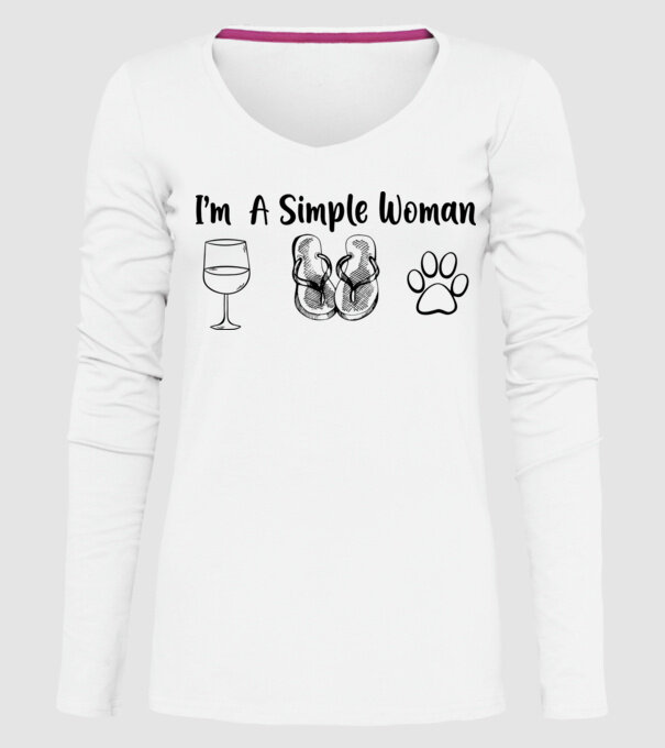 Simple doggy woman model alb pe tricou
