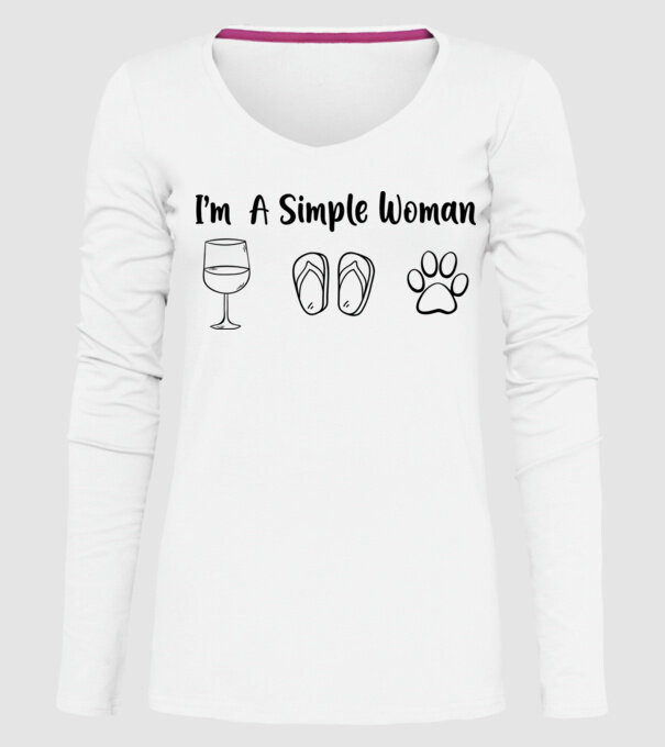 Simple doggy woman model alb pe tricou