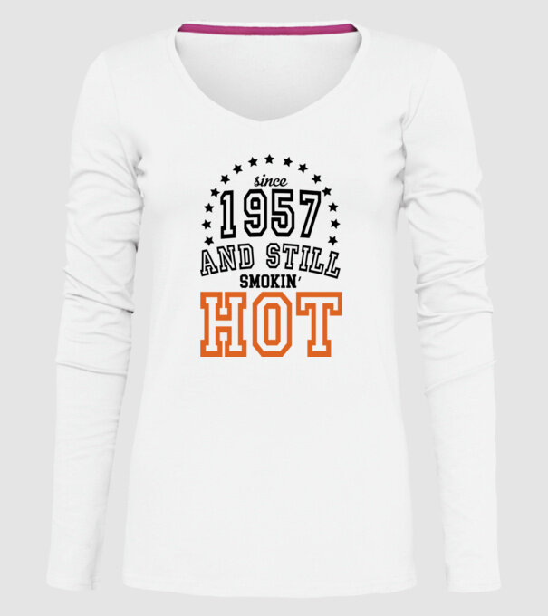 'Since and still smokin'' hot - 1957' model alb pe tricou