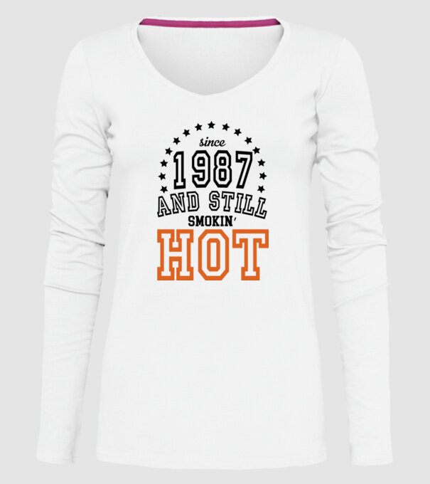 'Since and still smokin'' hot - 1987' model alb pe tricou
