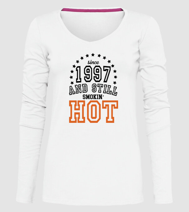 'Since and still smokin'' hot - 1997' model alb pe tricou