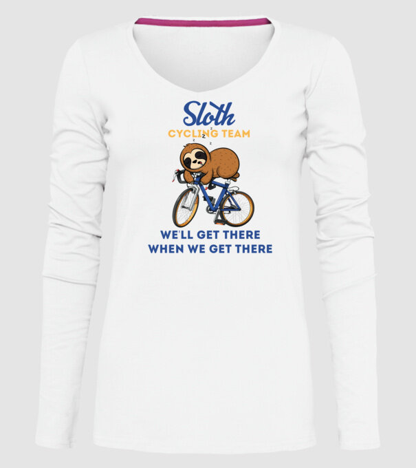 Sloth cycling team model alb pe tricou