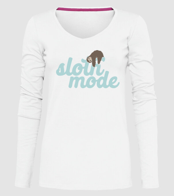 Sloth mode model alb pe tricou