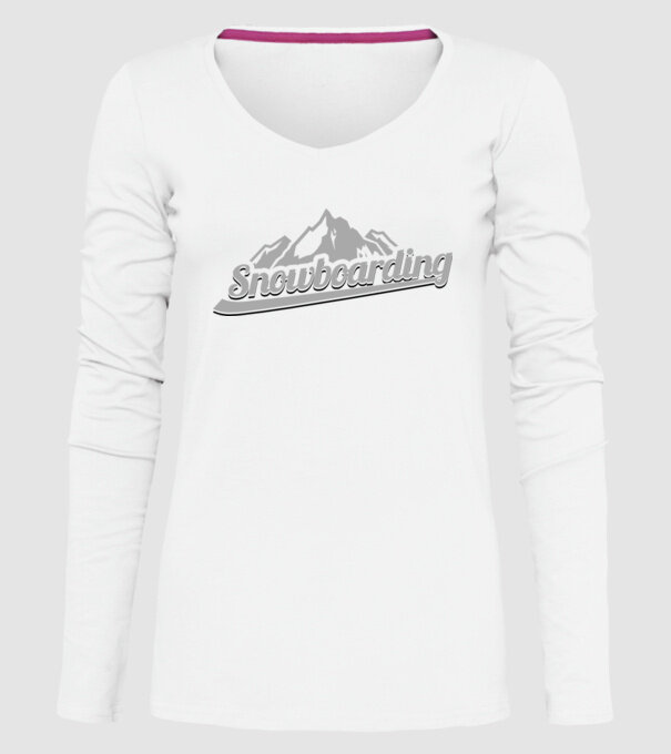 Snowboarding model alb pe tricou