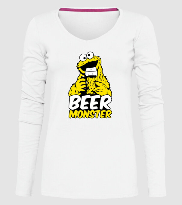 Monstru bere model alb pe tricou