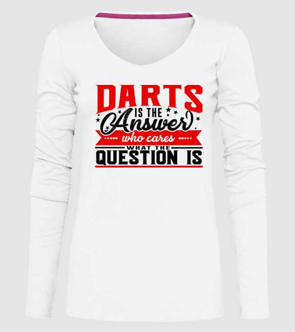 Sport is the answer DARTS model alb pe tricou