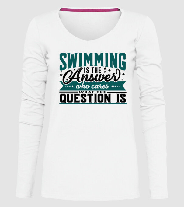 Sport is the answer ÎNOTĂTOR model alb pe tricou