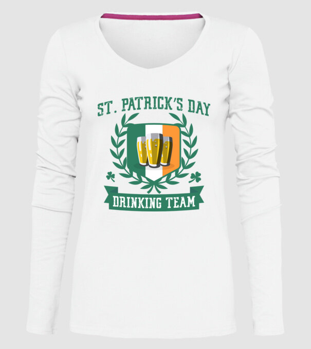 St Patrick Drinking team model alb pe tricou