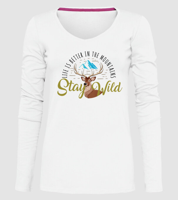 Stay wild Cerb model alb pe tricou