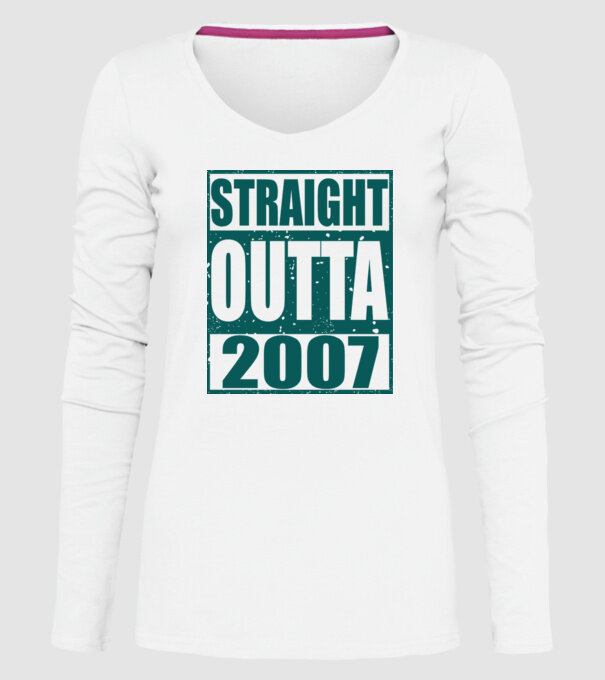 Straight Outta - 2007 model alb pe tricou