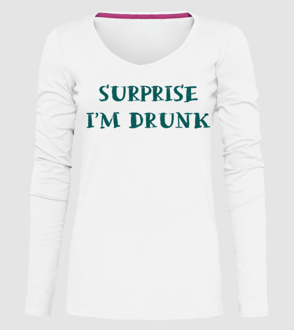Surprise im drunk model alb pe tricou