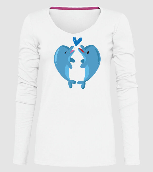 DELFINI ÎNDRĂGOSTIȚI model alb pe tricou