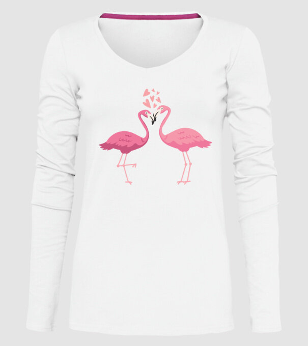 FLAMINGO ÎNDRĂGOSTIȚI model alb pe tricou