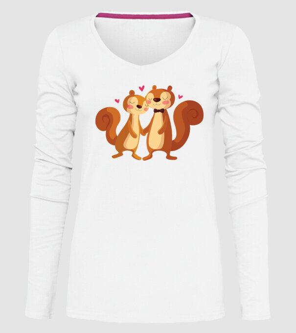 VEVERIȚE ÎNDRĂGOSTITE model alb pe tricou