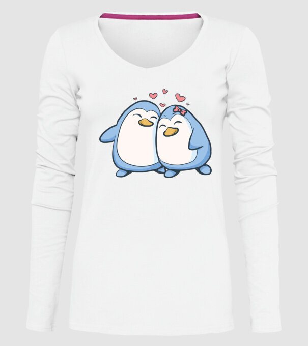 PINGUIN ÎNDRĂGOSTIT model alb pe tricou
