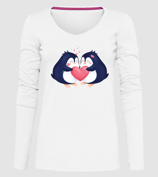 PINGUIN ÎNDRĂGOSTIT model alb pe tricou
