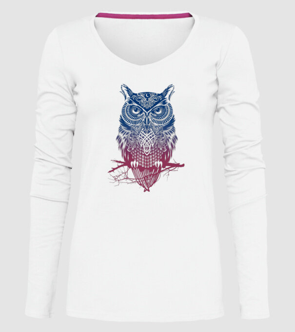 Bufniță colorată model alb pe tricou