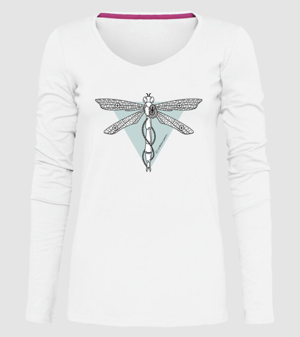 Libelulă model alb pe tricou
