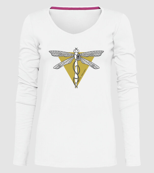 Libelulă model alb pe tricou