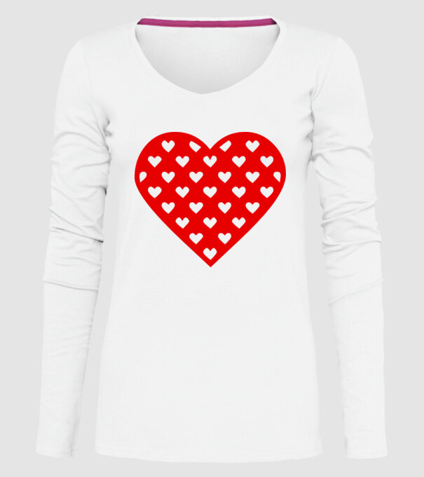 Inimă în inimă model alb pe tricou