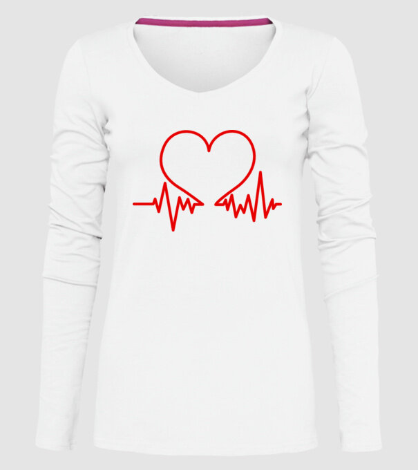 ECG inimă model alb pe tricou